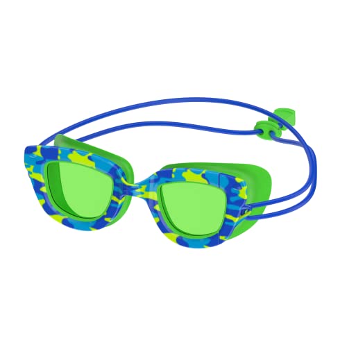 Speedo Unisex-Child Swim Goggles Sunny G Ages 3-8, Speedo Blue Camo/Jello Green