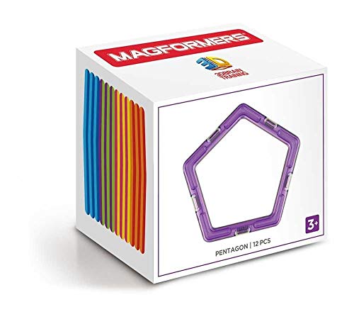 MAGFORMERS Pentagon 12 Pieces Rainbow Colors, Educational Magnetic Geometric Shapes Tiles Building STEM Toy Set Ages 3+