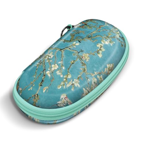 Fintie Sunglasses Case with Carabiner, Hard Shell Shockproof Sport Glasses Case Travel Zipper Eyeglasses Case, Blossom