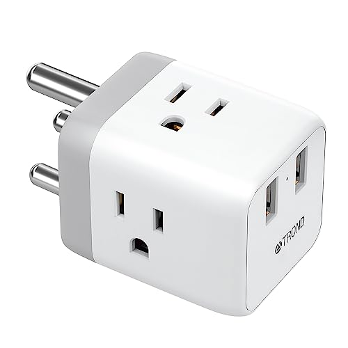 TROND South Africa Power Adapter, Type M Travel Plug Adapter with 2 USB Ports 3 AC Outlets, Electrical Plug Adapter for US to India Namibia Nepal South African Travel Essentials, ETL Listed