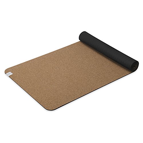 Gaiam Cork Yoga Exercise Mat | Natural Sustainable Cork Resists Sweat and Odors | Non-Slip TPE Backing Prevents Slipping| Great for Hot Yoga, Pilates, Fitness Working Out (68' x 24'x 5mm Thick)
