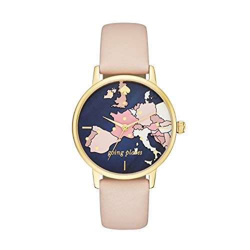 Kate Spade New York Women's Metro Quartz Metal and Leather Three-Hand Watch, Color: Gold, Nude (Model: KSW9039)