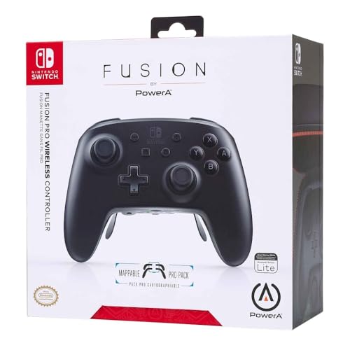 PowerA Fusion Pro Wireless Gamepad for Nintendo Switch - White/Black, Bluetooth, 900mAh Battery, 4 Mappable Paddles, 4 Thumbsticks, Custom Storage Case