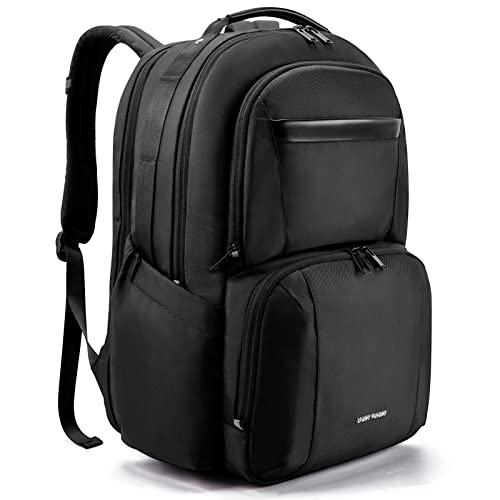 LIGHT FLIGHT Laptop Backpack for Men, Travel Backpack for Men Women Bookbag with Charging Port Fits 17.3 Inch Computer, 40L Back Pack for Business Work College, Black