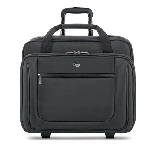 Solo New York Bryant Rolling Laptop Bag with Wheels,Fits Up to 17.3-Inch Laptop,Travel Friendly Wheeled Briefcase for Women and Men with Telescoping Handle, Black, 14' x 16.8' x 5' (PT136-4)