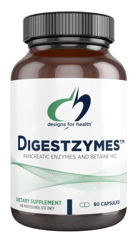 Designs for Health Digestzymes - Digestive Enzymes + Betaine Hydrochloride for Gas & Bloating Relief - Pepsin, Ox Bile, Lactase Enzyme & Lipase Enzymes for Digestion (90 Capsules)