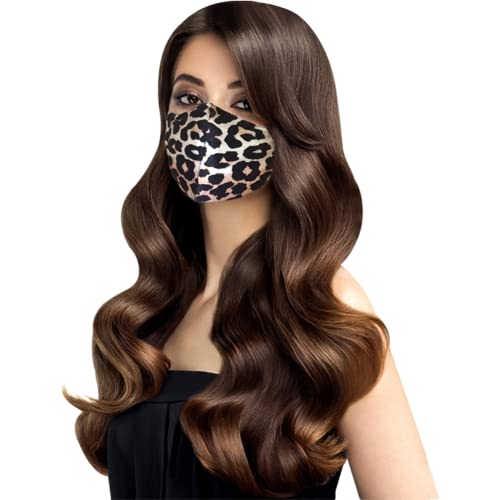 DR1 FASHIONS Leopard Face Mask, Satin Silk Face Mask, Leopard Face Mask for Fashion Party Nightclub Weddings, w/ PM2.5 Filter