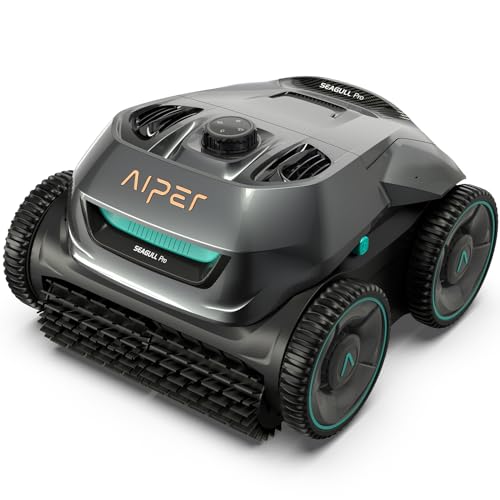 AIPER Seagull Pro Cordless Robotic Pool Vacuum Cleaner, Wall Climbing Pool Vacuum Lasts up to 150 Mins, Quad-Motor System, Smart Navigation, Ideal for In-Ground Pools up to 1,600 Sq.ft