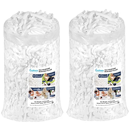 anzhixiu Bean Bag Filler-Stuffing Stuffed Animal, 10 LBS, No Odor, Soft, Shredded Memory Foam Couch Cushion Filling, Bean bag Chair Pillow Stuffing Filling, White Color