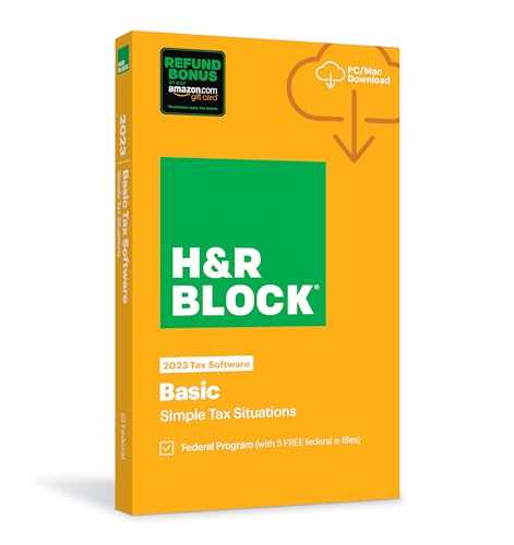 H&R Block Tax Software Basic 2023 with Refund Bonus Offer (Amazon Exclusive) (Physical Code by Mail)