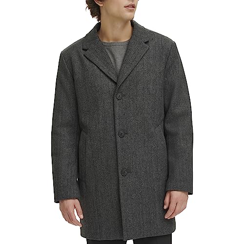 Dockers Men's Henry Wool Blend Top Coat, Herringbone (Without Bib)