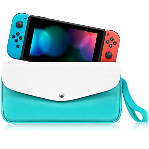 Fintie Carrying Case for Nintendo Switch OLED Model 7.0'/Switch 6.2' - Portable Travel Bag Protective Sleeve Pouch with Game Card Slots & Large Pocket for Switch and Accessories, Turquoise