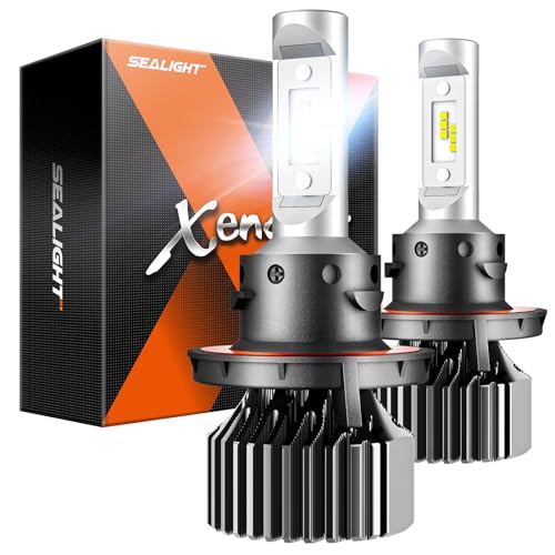 SEALIGHT H13/9008 LED Light Bulbs, 9008 Powersports LED Bulbs with Eye-Protection White, Dual Beam, 10 Mins Plug and Play, Fog Light, Pack of 2