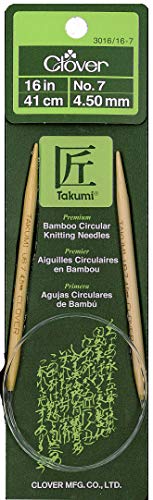 Clover Takumi Circular 16' Size 7 Bamboo Knitting Needle, Brown