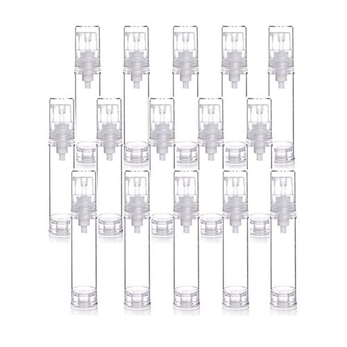 15 Pcs Clear Airless Lotion Pump Bottles Empty Cream Vacuum Bottles Cosmetic Containers Travel Press Pump Bottles For Foundations,serums,and more (10ml)