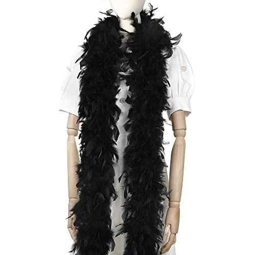 Larryhot 45g Black Feather Boa - 2 Yards Turkey Boa Feathers for Party Bulk,Halloween,Wedding,Centerpieces,Concert,Costume and Home Decoration(45g-Black)