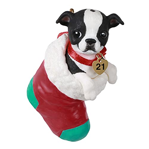 Hallmark Keepsake Christmas Ornament, Year Dated 2021, Puppy Love Boston Terrier