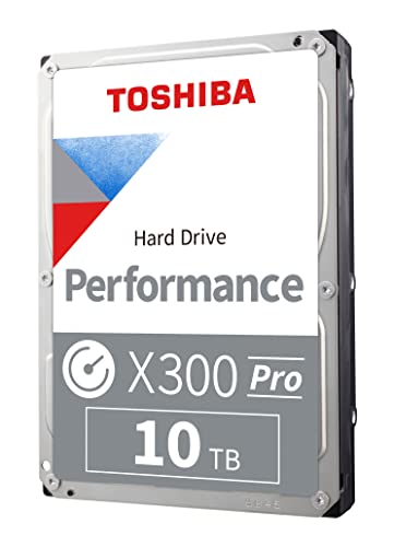 Toshiba X300 PRO 10TB High Workload Performance for Creative Professionals 3.5-Inch Internal Hard Drive – Up to 300 TB/Year Workload Rate CMR SATA 6 GB/s 7200 RPM 512 MB Cache - HDWR51AXZSTB