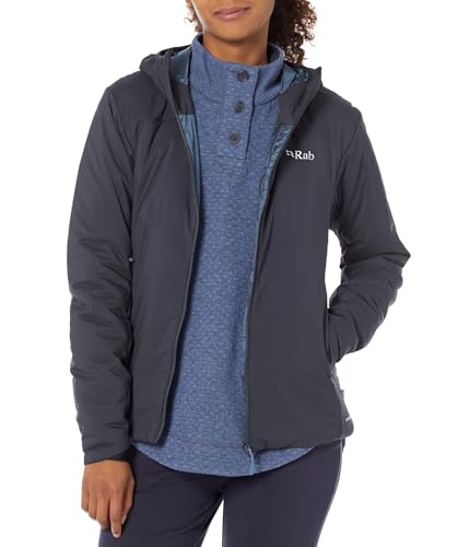 RAB Women's Xenair Alpine Light Hooded Synthetic Insulated Jacket for Hiking and Mountaineering - Ebony - Medium