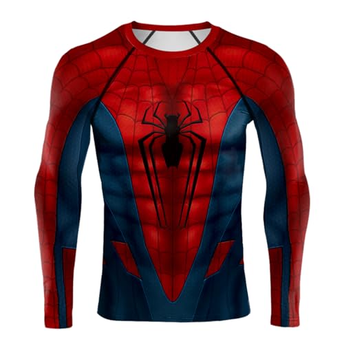 HIMIC E77C 3D Super Hero Close-Fitting Quick-Drying Elastic Sport Cosplay T-Shirt(Medium,Spider Long 6)