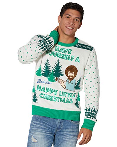 Light Up Bob Ross Ugly Christmas Sweater - 2X Multicolored