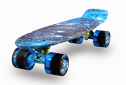 Skateboards Complete Mini Cruiser Retro Skateboard for Kids Boys Youths Beginners 22 Inch(The Starry Sky)