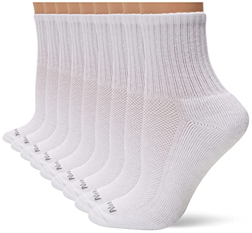 No nonsense womens Soft & Breathable Cushioned Mini Crew Running Socks, White - 9 Pair Pack, 4 10 US