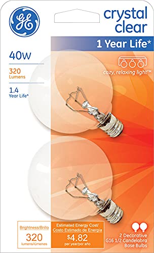 GE Lighting 17730 40 Watt Clear Vanity Globe Light Bulbs 2 Count