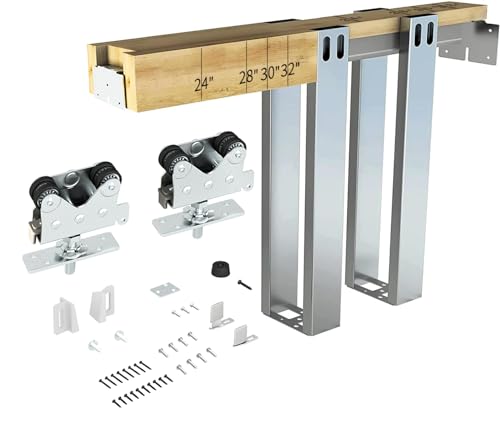 JUBEST 400LBS Pocket Door Frame Kit, Commercial Grade, for 2x6 Stud Wall, Heavy-Duty Hidden Door Kit for 24' to 36'x80' Door, Easy to Install, Durable and Strongly