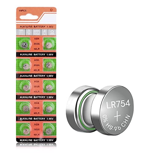 Cotchear AG5 Button Cell Battery 393A LR754 SR48 AG5 Alkailine Coin Batteries [10Pcs/Pack]