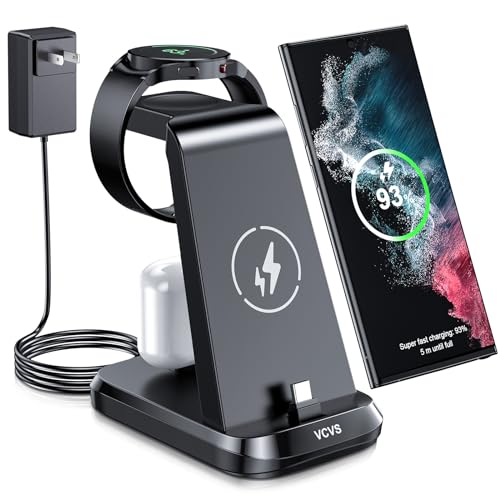 VCVS 36W USB C Super Fast Charging Station for Samsung Phones Watches Earbuds, 3 in 1 Wireless Charger for Samsung Galaxy Watch 6/5/4/3, Galaxy S24/S23/S22/21/20,Note20/10,Z Fold/Flip 5/4,USB-C Buds