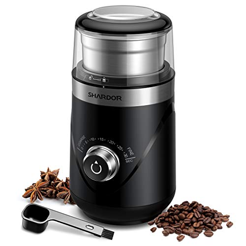 SHARDOR Adjustable Coffee Bean Grinder Electric, Herb/Spice Grinder, Espresso Grinder with 1 Removable Stainless Steel Bowl, Black