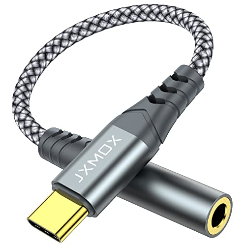 JXMOX USB Type C to 3.5mm Female Headphone Jack Adapter,USB C to Aux Audio Dongle Cable Cord Compatible with iPhone 15 Plus/15 Pro Max, Samsung Galaxy S24 S23 S22 S21 Ultra, Pixel, iPad Pro, MacBook