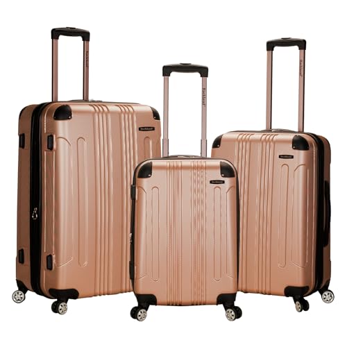 Rockland London Hardside Spinner Wheel Luggage, Champagne, 3-Piece Set (20/24/28)