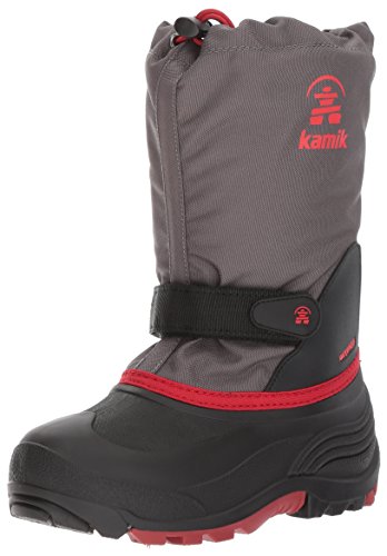 Kamik Girl's Waterbug5 Snow Boot, Charcoal/Red, 10 Medium US Toddler