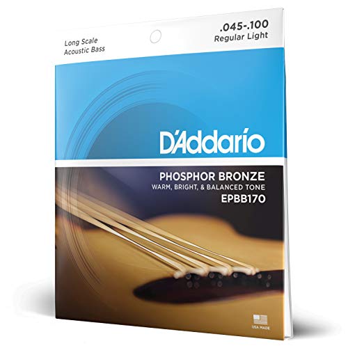 D'Addario Acoustic Bass Guitar Strings - Acoustic Bass Strings - Phosphor Bronze - EPBB170 - Acoustic Bass Guitar 4 String Set - ‎45-100 Gauge - 1 Pack