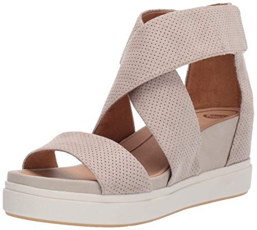 Dr. Scholl's Shoes Women's Sheena Wedge Sandal, Oyster Microfiber Perforated, 8 M US