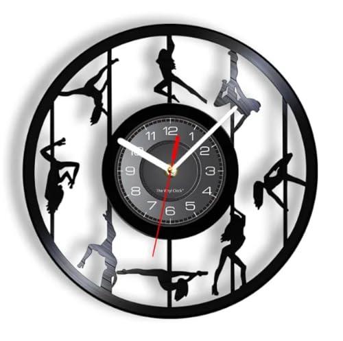 IUPPA Wall Clock - 12 Inch Chick Stripper Wall Art Wall Clock Dancing Girl Pole Dancers Night Club Steal Tube Vinyl Record Wall Clock