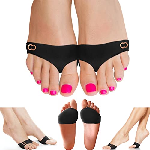 Copper Compression Metatarsal Pads for Women & Men - Orthopedic Ball of Foot Pain Relief Braces - Gel Cushions for Calluses, Bunions, Corns, Morton Neuromas - Fits Heels, Dress Shoes - S/M