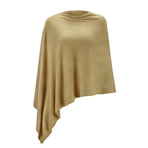 Women Ponchos Sweater Versatile Lightweight Solid Knitted Shawl Wrap Scarf Cape Accessories for Womens Camel