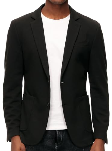 Casual Knit Blazer Notched Lapel Two Button Sport Coat Jackets for Men Black 2XL