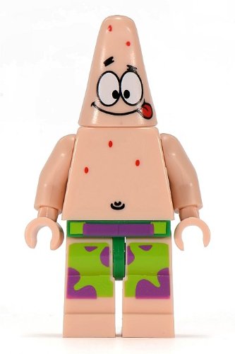 Patrick (Tongue) Minifigure Spongebob Squarepants Lego Building Accessories - 1.75 Inches Tall