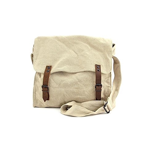 Rothco Vintage Medic Canvas Bag with Cross Crossbody Messenger Shoulder Bag,Khaki