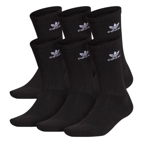 adidas Originals Trefoil Crew Socks (6-Pair), Black, Large