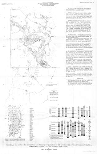 Historic Pictoric Map : Preliminary map Showing The Distribution and Thickness of Sandstone in The Lower Member of The Pittsburgh Formation, Southwestern, 1973 Cartography Wall Art : 28in x 44in