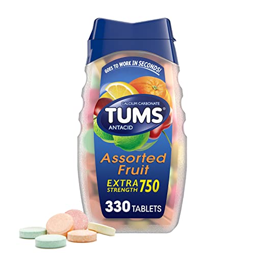 TUMS Chewable Antacid Tablets for Extra Strength Heartburn Relief, Great for a Summer BBQ - Assorted Fruit Flavors - 330 Count