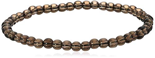 LTC Designs 4 mm Smooth Round Smoky Quartz Stretch Bracelet, 6.5' for Men, Women,and Teens