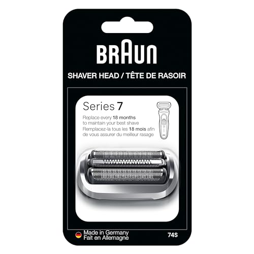 Braun Series 7 Electric Shaver Replacement Head, Easily Attach Your Shaver Head for a Shave as efficient as Day one, Compatible with New Generation Series 7 Shavers, 74S, Silver