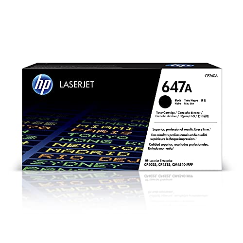 HP 647A Black Toner Cartridge | Works with HP Color LaserJet Enterprise CM4540 MFP, HP Color LaserJet Enterprise CP4025, CP4525 Series | CE260A