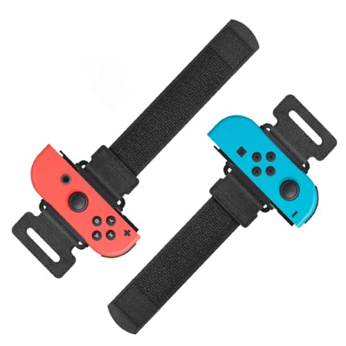 Wrist Band Straps Compatible with Switch Just-Dance for Zumba Burn It Up for Nintendo Switch & Swith OLED Model for Joy-Cons,Adjustable Elastic Strap 2 Pack Red/Blue